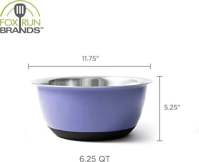 Fox Run Stainless Steel Mixing Bowl, Purple, 6.25 Quart