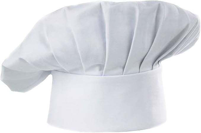 Hyzrz Chef Apron Hat Set, Chef Hat and Adult Kitchen Pocket Adjustable Apron with Butcher Hat Baker Costume for Men and Women Father's Gift (White)