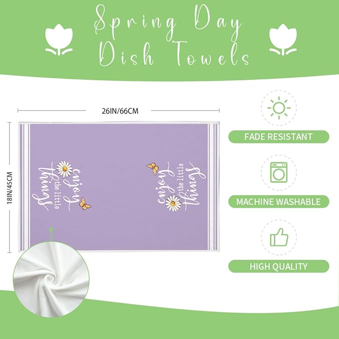 Purple Hydrangea Spring Kitchen Towels Set of 2,Bird Floral Dish Hand Towels Farmhouse Indoor Outdoor Holiday Seasonal Decorations DD089