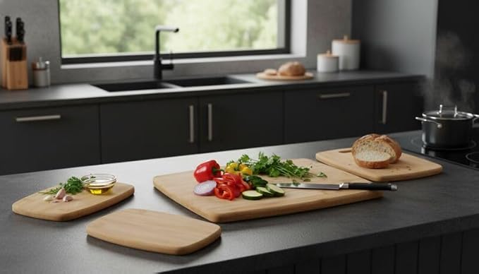 Farberware 4-Piece Bamboo Cutting Board Set - Reversible Boards for Chopping, Slicing, Charcuterie and Meal Prep - Kitchen Essential, Housewarming or Back-to-School Gift