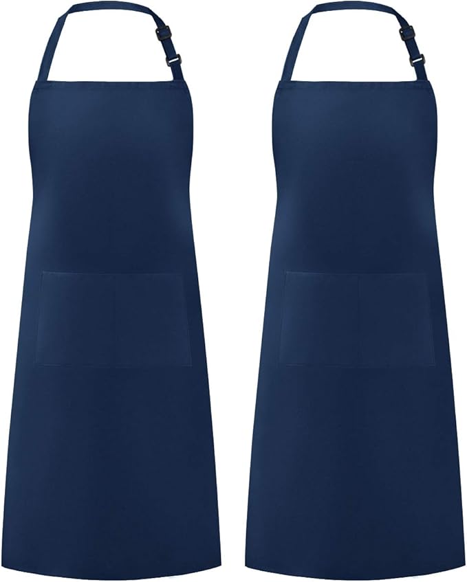 Syntus Apron for Men Women, Adjustable Cooking Kitchen Chef Aprons with 2 Pockets, Cotton/Polycotton/Polyester