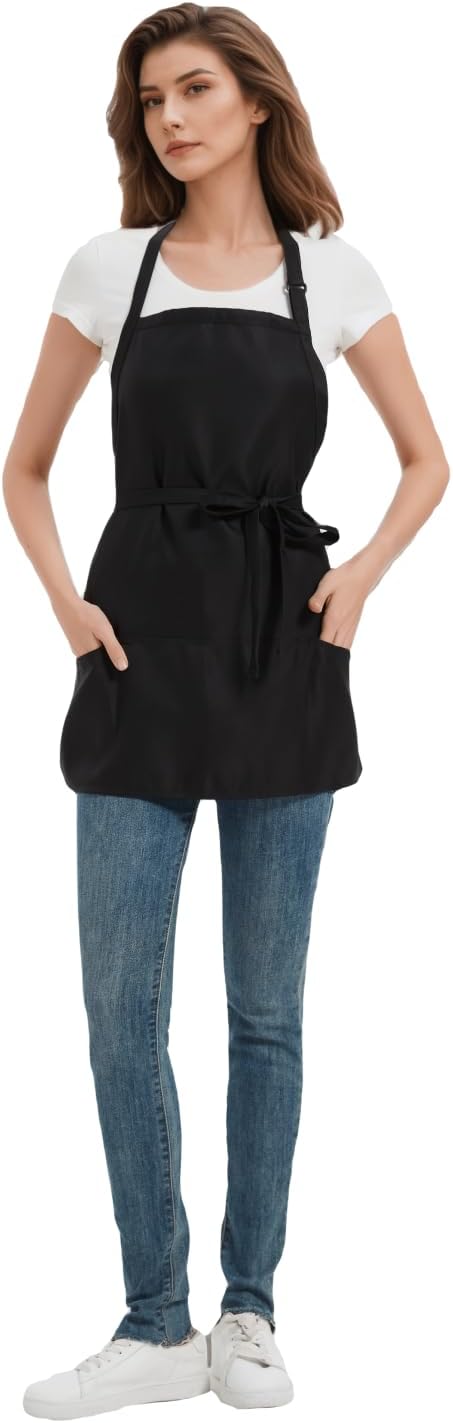 Short Aprons for Women with 3 Pockets，Waterproof Chef Apron for Cooking, Men Kitchen Apron for Grilling Bbq