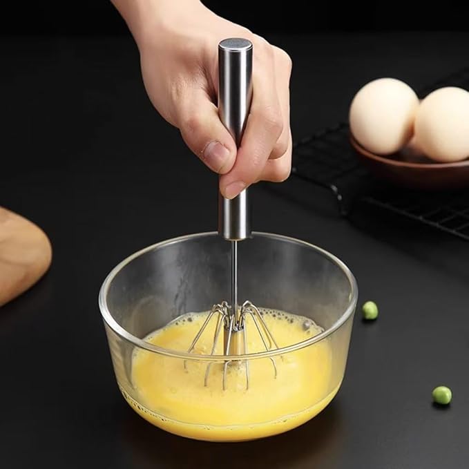 Semi Automatic Whisk Heavy Duty, 3PCS Manual Egg Beater Hand Held - 50% Heavier Stainless Steel Hand Whisk Set for Mixing Batter - 10/12/14 Inch Push Whisk Kitchen Gadgets (2026 Model)