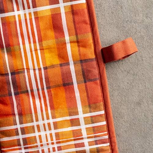 Maison d' Hermine Double Oven Mitt (7" x 35") 100% Cotton Heat Resistant BBQ Cooking Gloves with Loop for Thanksgiving Christmas Decorations Baking Cooking Barbeque Handling Hot Pan (Oak Leaves)