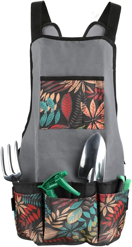 Laelr Garden Apron Oxford Cloth Work Apron With Pockets Adjustable Heavy Duty Tool Apron for Men & Women