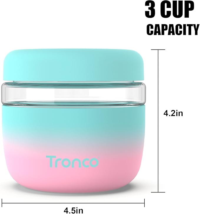 Tronco 24 oz Glass Food Storage Containers with Lids, Airtight, Leak & Spill Proof Glass Lunch Bowls for Meal Prep, Salad, Yogurt, Soup & Stew, Microwave & Dishwasher Safe, BPA-Free, Set of 1