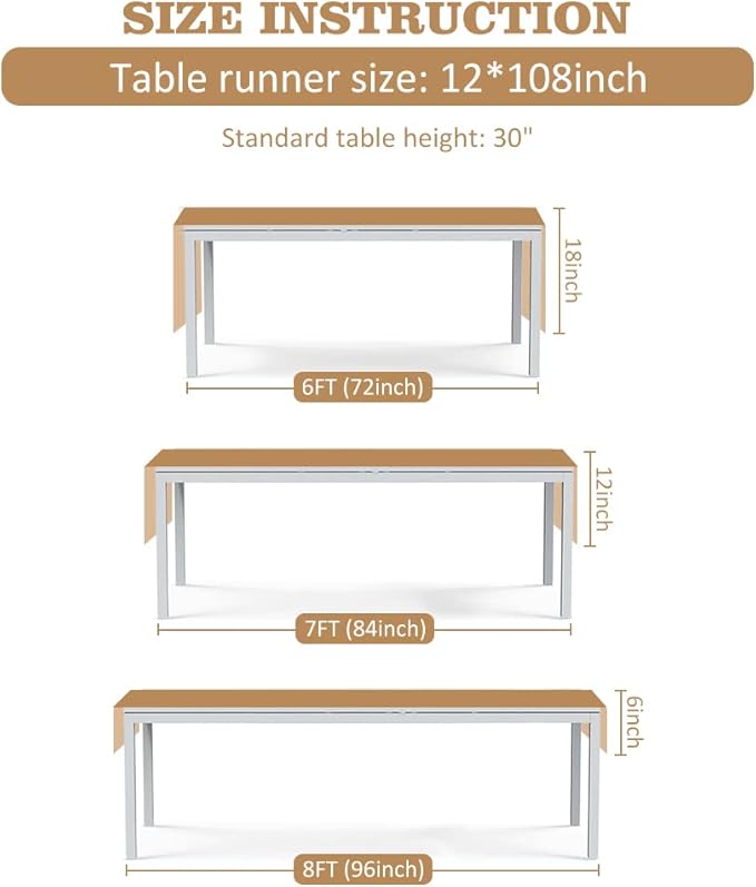 OurWarm Splicing Burlap Table Runner Farmhouse Style, Boho Table Runner Modern Farmhouse Decor Rustic Woven Cotton Crochet Lace for Bohemian, Rustic, Wedding, Bridal Shower, Dinner, 108 inch