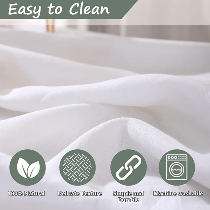 Simple&Opulence Textured Tablecloth 100% Linen Table Cloth, Kitchen Dinning Tabletop Decoration, for Outdoor and Indoor Use (Round White, 60")