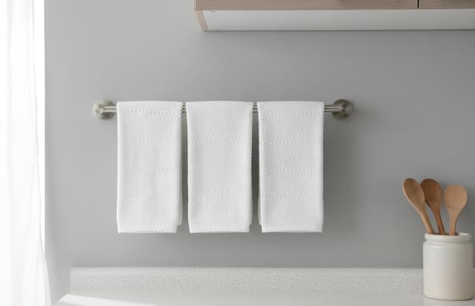 Serafina Home White Kitchen Hand Dish Towels: 100% Cotton Cloth Soft Cleaning Drying Absorbent Textured Terry Loop, Set of 3 Multipurpose for Everyday Use