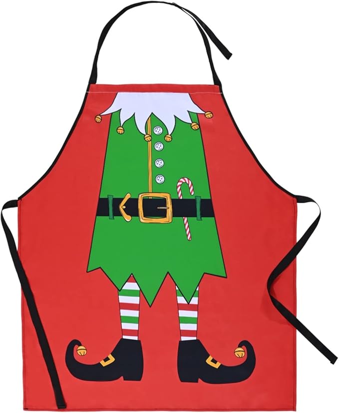 RosieLily Christmas Apron for Women - Elf, Santa, Holiday, Cute, Kitchen, Cooking, Gardening, Grilling, BBQ, Adult, Xmas, Fun, Claus Red Christmas Gifts
