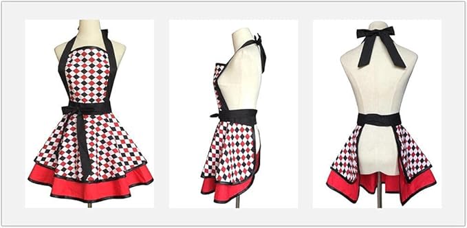 Hyzrz Lovely Handmade Cotton Retro Aprons for Women Girls Cake Kitchen Cook Apron for Mother's Gift (Multicolor)