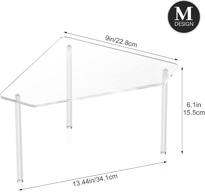 Jetec 2 Tier Corner Bathroom Organizer Countertop Shelf Acrylic Bathroom Table Organizer Vanity Tray Sink Stackable Clear Shower Corner Vanity Shelf for Kitchen Toilet Makeup Storage