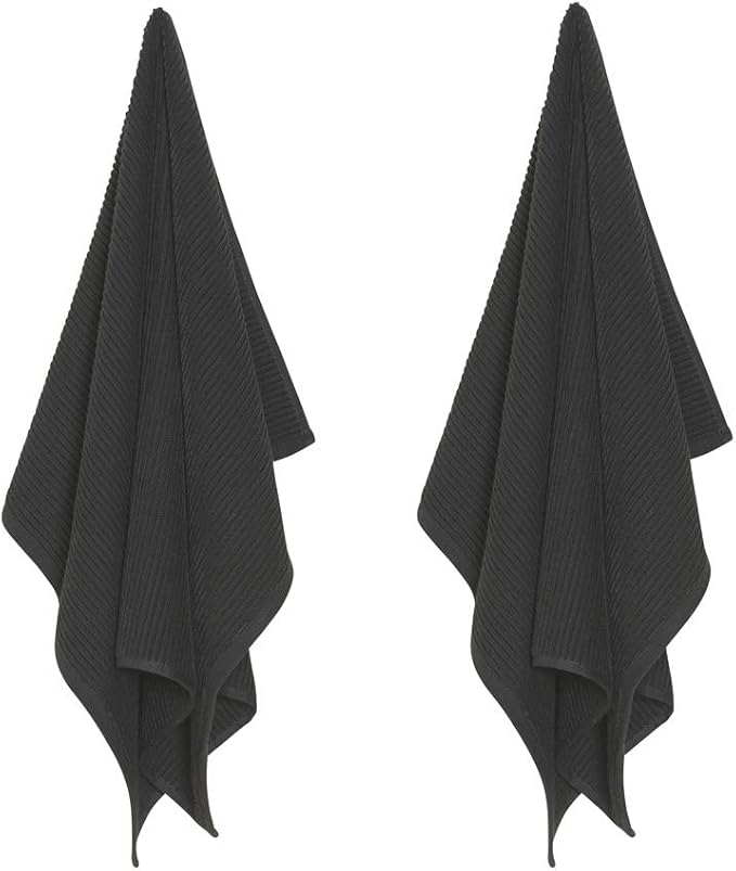 Now Designs Ripple Kitchen Towel, Set of 2, Black