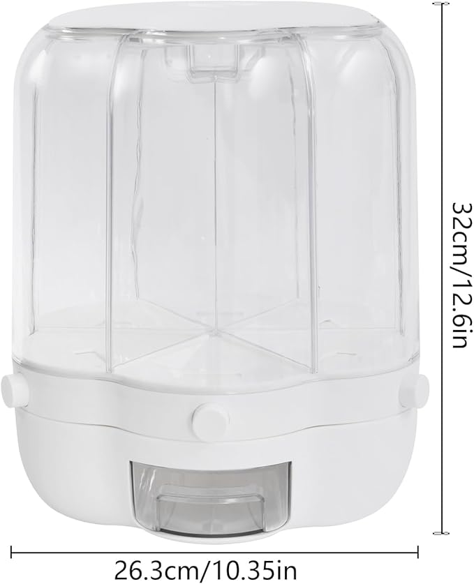 360° Rotating Grain Dispenser with 6 Grids, 27lbs Large Capacity Grain Dispenser Rotating Kitchen Storage Containers With Sealed Lid for Cereals, Oatmeal and Candy