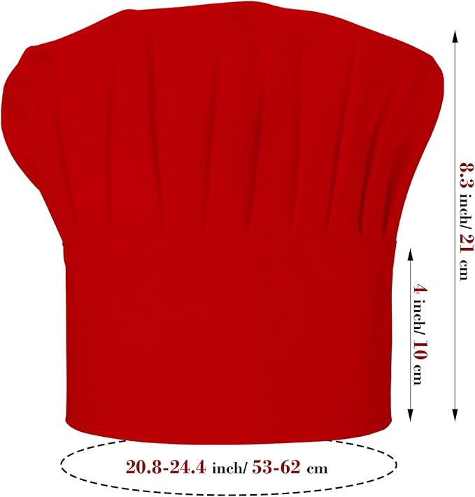 Chef Apron and Hat set, 2 Pockets Adjustable Cotton Kitchen Cooking Bib Apron, Baker Costume for Men Women
