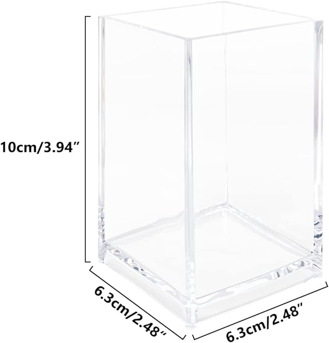 Newkita 2 Pack Clear Acrylic Pencil Pen Holder Cup, Clear Makeup Brush Holder, Acrylic Cosmetic Brushes Storage