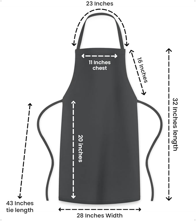 Avalon Kitchen Aprons for Men - 100% Polyester Chef Apron Women with Extra Long Ties - Cooking Aprons for Women & Mens Apron