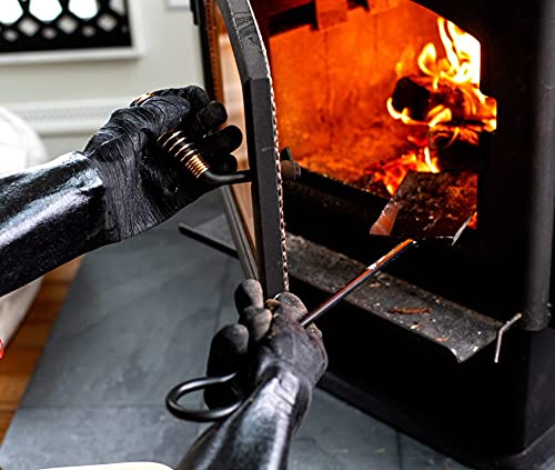 G & F Premium Leather BBQ Gloves, Heat & Fire Resistant, Suede Palm, Puncture & Cut Resistant, Cotton Lining, Ideal for Grilling, Animal Handling, Gardening, Thorn Pruning, Fire Pit & Outdoor Work
