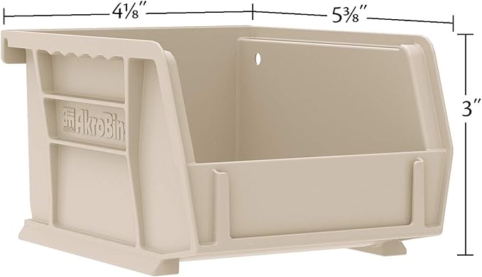 Akro-Mils 30210 AkroBins Plastic Storage Bins, Space-Saving Stackable for Garage, Pantry, Craft Organization, 5 x 4 x 3-Inch, Grey, (Pack of 24)