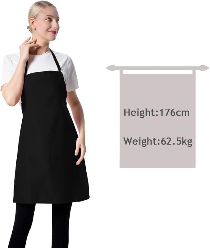 15 PCS Black Bulk Aprons for Women Men Unisex Adult with 2 Pockets, Chef Kitchen Server Grill Restaurant Cooking Baking Painting Bib Apron (Black-24 x28)
