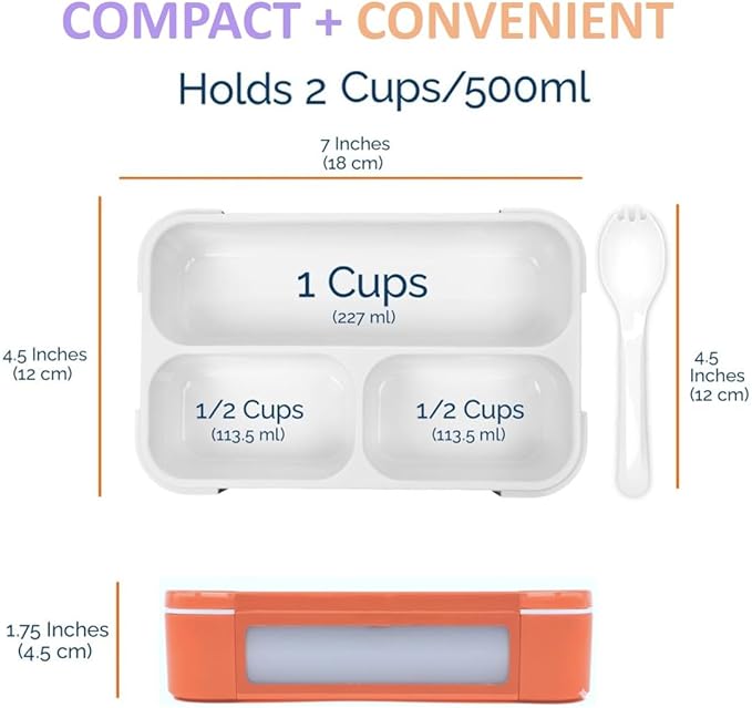 Small Snack Containers for Kids Toddlers - 3 Compartments (Set of 3) - Leak-Proof Reusable Boxes with Lids -BPA-Free Plastic Mini Bento Lunch Box - Ideal for School, Holds 2 Cups (Pink+ Purple+ Coral)