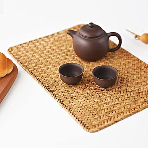 12 Pack Rectangular Woven Placemats, Rattan Wicker Table Mats, 17" x 12", Natural Seagrass Place Mats for Dining Table