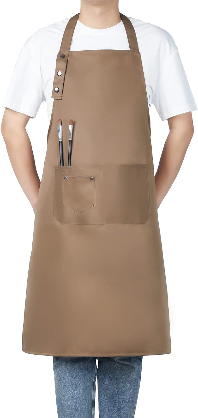 MORNITE Art Aprons for Painting Pottery Ceramics, Mens Women Kitchen Cooking Aprons Waterproof Green