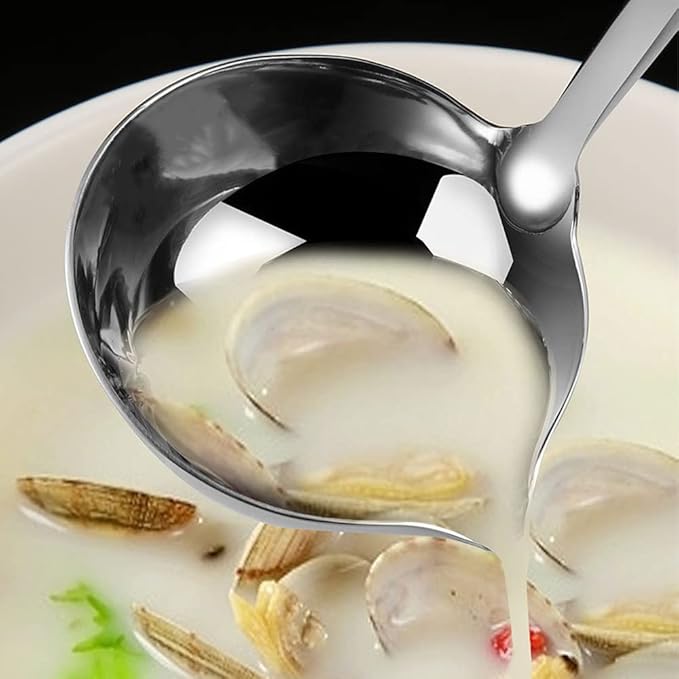 Kitchen Luminous Soup Ladle with Pour Spout,Premium 18/8 Stainless Steel,12-Inch Heavy Duty Punch Ladle for Serving,Cooking,Canning,Sauces,Gravy,Stews