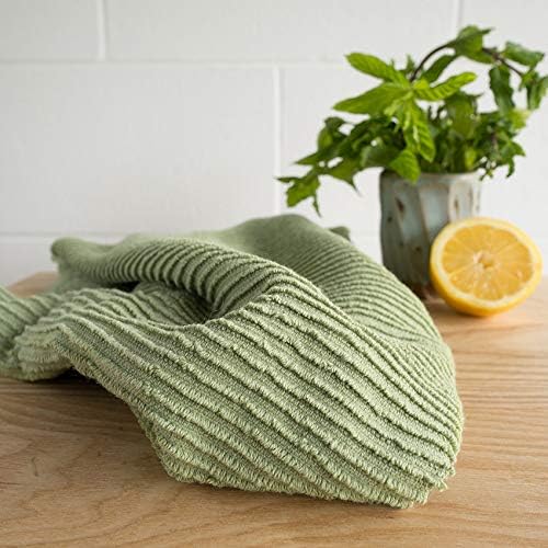 Now Designs Ripple Cotton Dish Towels Sage 18 x 28in, Set of 2