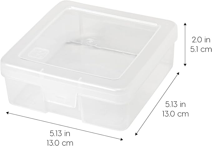IRIS USA Pencil Case Boxes, 18-Pack, |Made in USA|, Plastic Bead Organizing Containers with Snap Lid for Arts, Crafts, Ephemera, Stickers, & Dance Cheer, Clear - Small