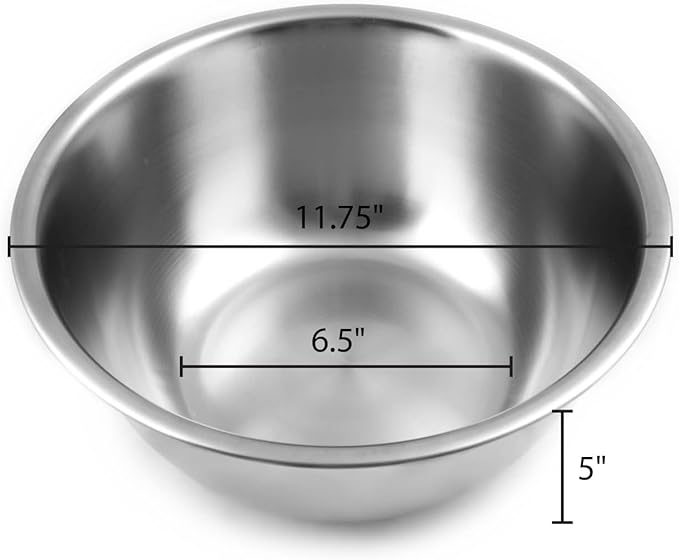 Fox Run Stainless Steel Mixing Bowl, Set of 3 Nesting Mixing Bowls, 4.25, 6.25, and 10.75 Quarts