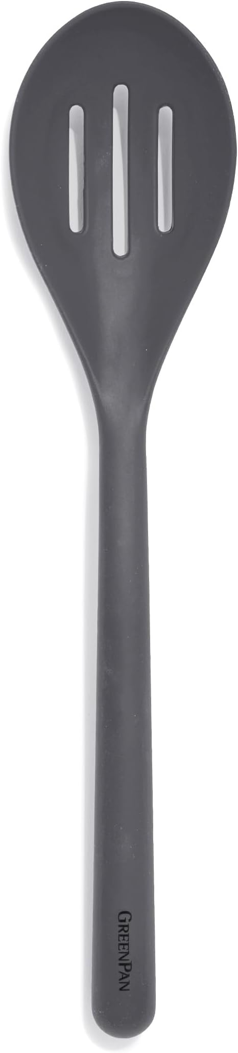 GreenPan Silicone Slotted Spoon, Cooking Kitchen Utensil, Mixing Stirring Serving, Flexible Rubber Nonstick Cookware, Rigid Steel Core Heat-Resistant, Anti-Slip Handle, BPA-Free, Dishwasher Safe, Gray