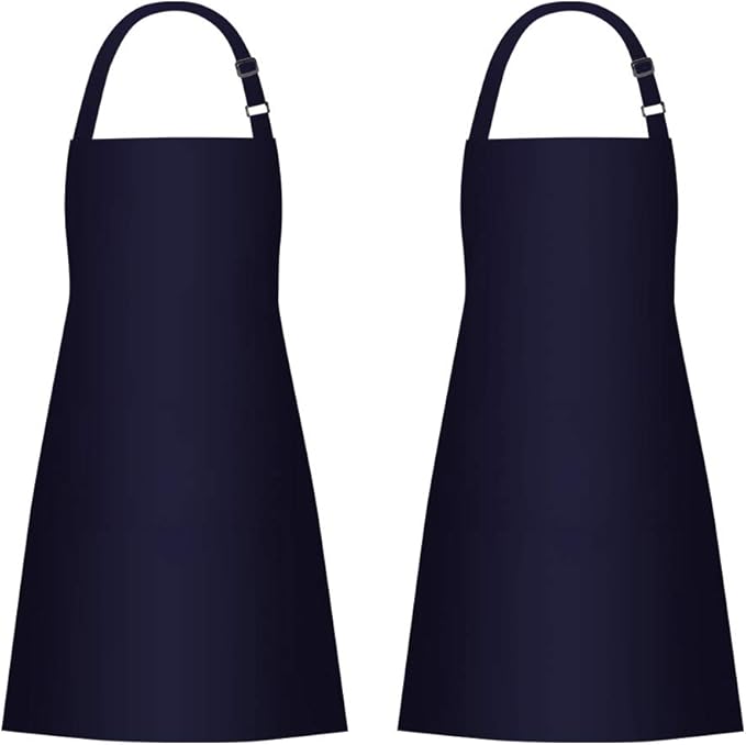 Jubatus 2 Pack Bib Aprons with 2 Pockets Cooking Chef Kitchen Apron for Women Men, Navy Blue
