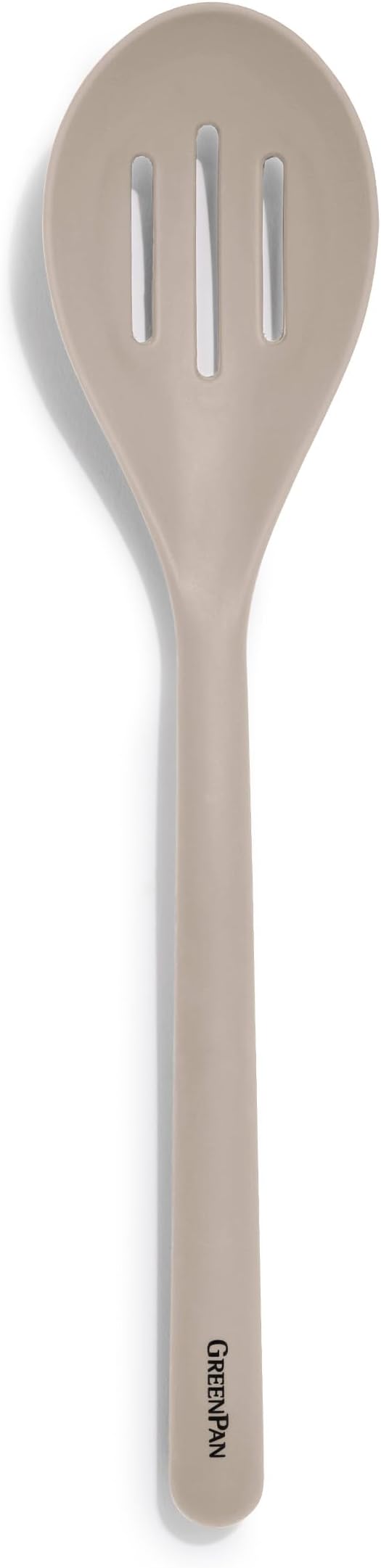 GreenPan Silicone Slotted Spoon, Cooking Kitchen Utensil, Mixing Stirring Serving, Flexible Rubber Nonstick Cookware, Rigid Steel Core Heat-Resistant, Anti-Slip Handle, BPA-Free Dishwasher Safe, Taupe