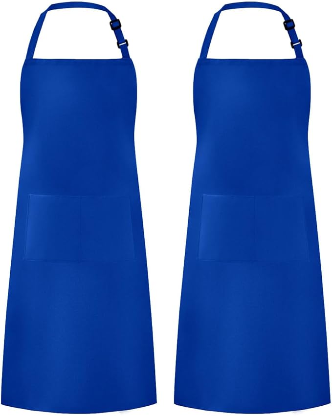 Syntus Apron for Men Women, Adjustable Cooking Kitchen Chef Aprons with 2 Pockets, Cotton/Polycotton/Polyester
