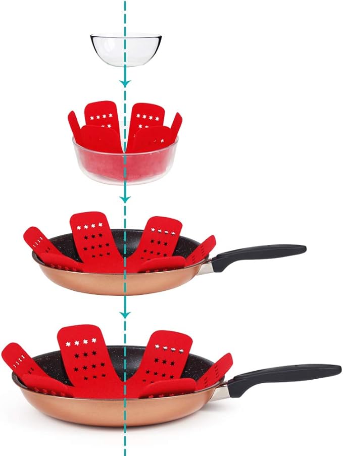 BYKITCHEN Pan Pot Protectors, Larger & Thicker Pan Protector with Stars, Set of 12 and 3 Different Sizes, Red Pot Divider Pads for Protecting and Separating Your Cookware