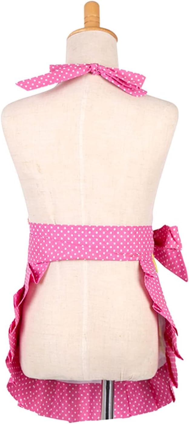 G2PLUS Kid Cotton Aprons, Toddler Apron with Pocket, Pink Cupcake Child Apron for Girls, Cooking, Baking, Kitchen, Art Craft Use