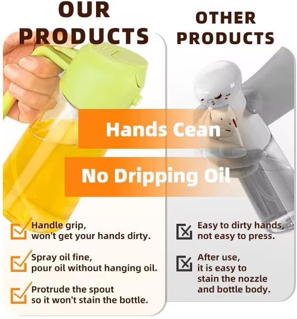 2-in-1 Oil Sprayer & Pour Bottle for Cooking – 470ml Glass Olive Oil Dispenser with Leak-Proof Stainless Steel Nozzle, Fine Mist Spray for Healthy Cooking, Air Fryer & Salad (Green)