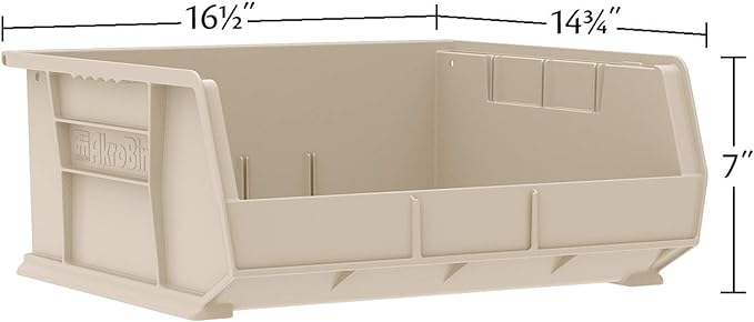 Akro-Mils 30250 AkroBins Plastic Storage Bins, Space-Saving Stackable Bins for Garage, Pantry, Craft Organization, 15" x 16" x 7", Clear, 6-Pack