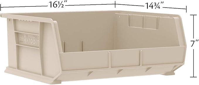 Akro-Mils 30250 AkroBins Plastic Storage Bins, Space-Saving Stackable Bins for Garage, Pantry, Craft Organization, 15" x 16" x 7", Black, 6-Pack
