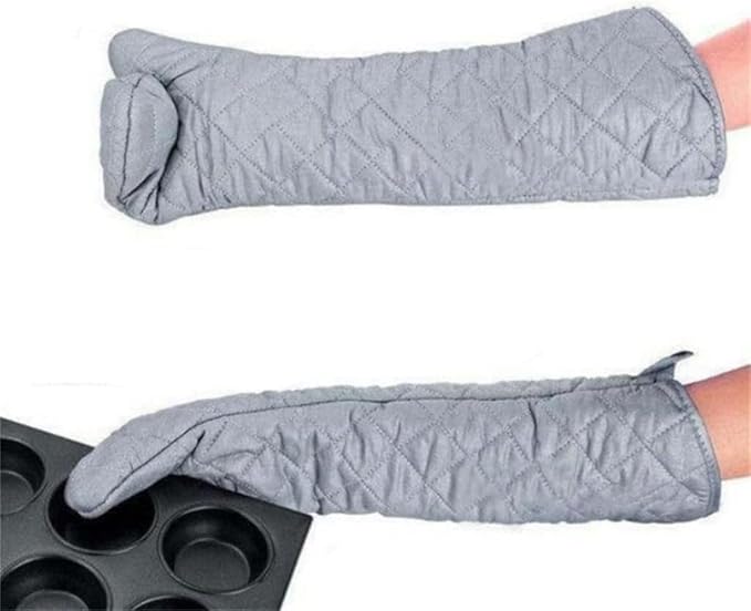 Linwnil Extra Long 23 Inch Heat Resistant Oven Gloves New Cotton Oven Mitts Kitchen Gloves High Temperature Cooking Tool BBQ Gloves (23-Inch)