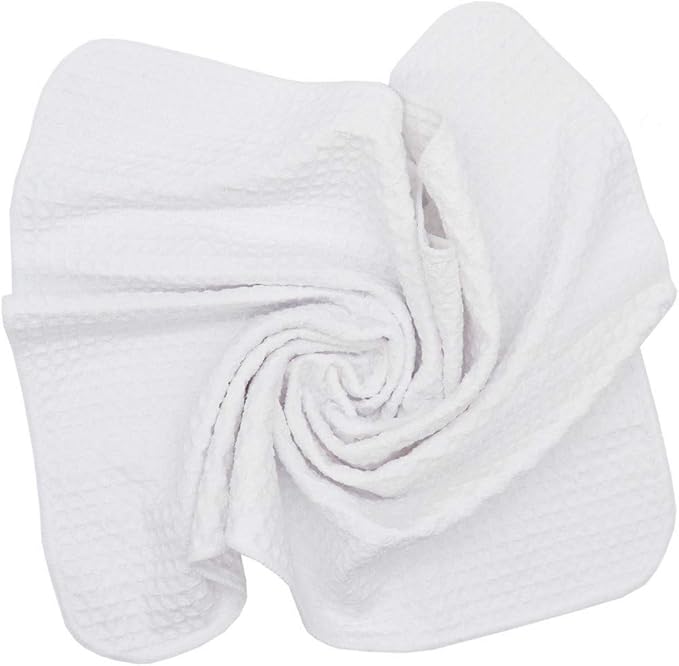 Waffle Weave Kitchen Towels Thick Microfiber Dish Drying Towels Absorbent Tea Towels Hand Towel Lint Free 16Inch x 24Inch 3 Pack White
