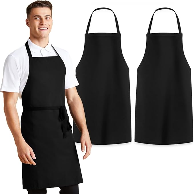 Avalon Kitchen Aprons for Men - 100% Polyester Chef Apron Women with Extra Long Ties - Cooking Aprons for Women & Mens Apron
