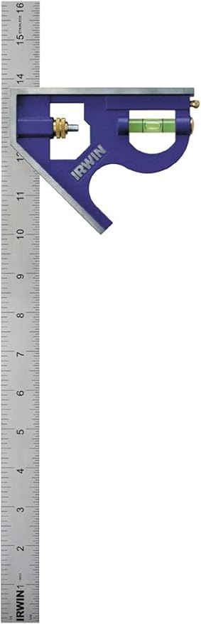IRWIN Tools Combination Square, Metal-Body, 16-Inch (1794471), Blue