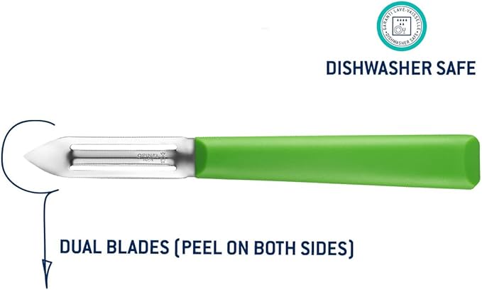 Opinel Les Essentials+ No. 315 Peeler, Corrosion Resistant + Dishwasher Safe, Made in France, Green