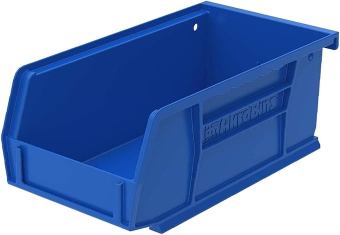 Akro-Mils 30220 AkroBins Plastic Storage Bins, Space-Saving Stackable Bins for Garage, Pantry, Craft Organization, 7" x 4" x 3", Blue, 24-Pack