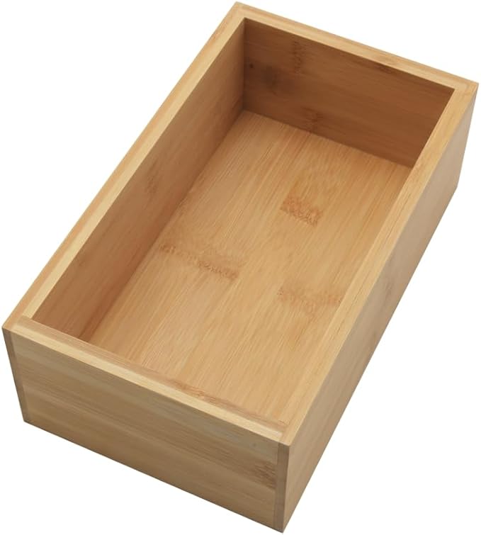 YBM HOME Bamboo Storage Boxes Without Handle, Organization Storage for Kitchen, Living Room, Bathroom, Office, Small