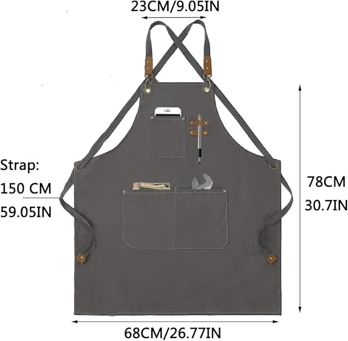 Aprons For Women Men With Pockets 2 Pcs,Kitchen Waterproof Hair Stylist Linen Bbq Tool Canvas For Adults Apron