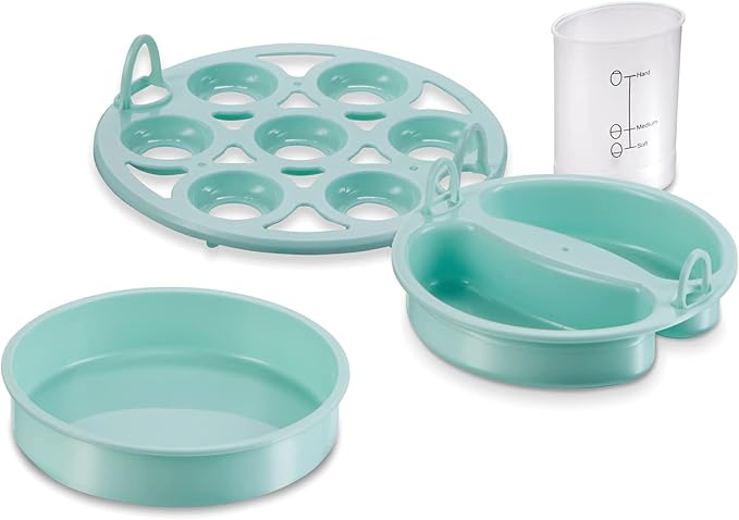 Hamilton Beach 3-in-1 Electric Egg Cooker for Hard Boiled Eggs, Poacher Eggs, Omelet Maker & Vegetable Steamer, Holds 7, Mint (25504) (Pack of 2)