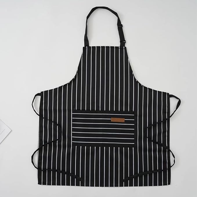 RUIBOLU Adjustable Bib Apron with 2 Pockets Cooking Kitchen Cotton Aprons for Women Men Chef Restaurant BBQ Painting